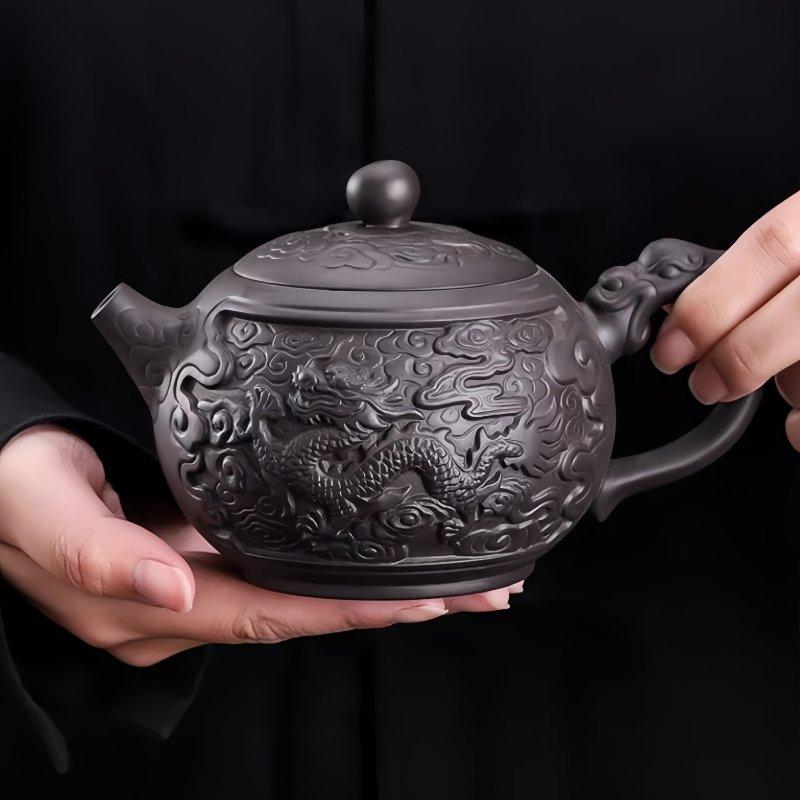 Chinese Large Capacity Purple Clay Auspicious Dragon And Floating Clouds Pattern Teapot Chinese Large Capacity Purple Clay Auspicious Dragon And Floating Clouds Pattern Teapot