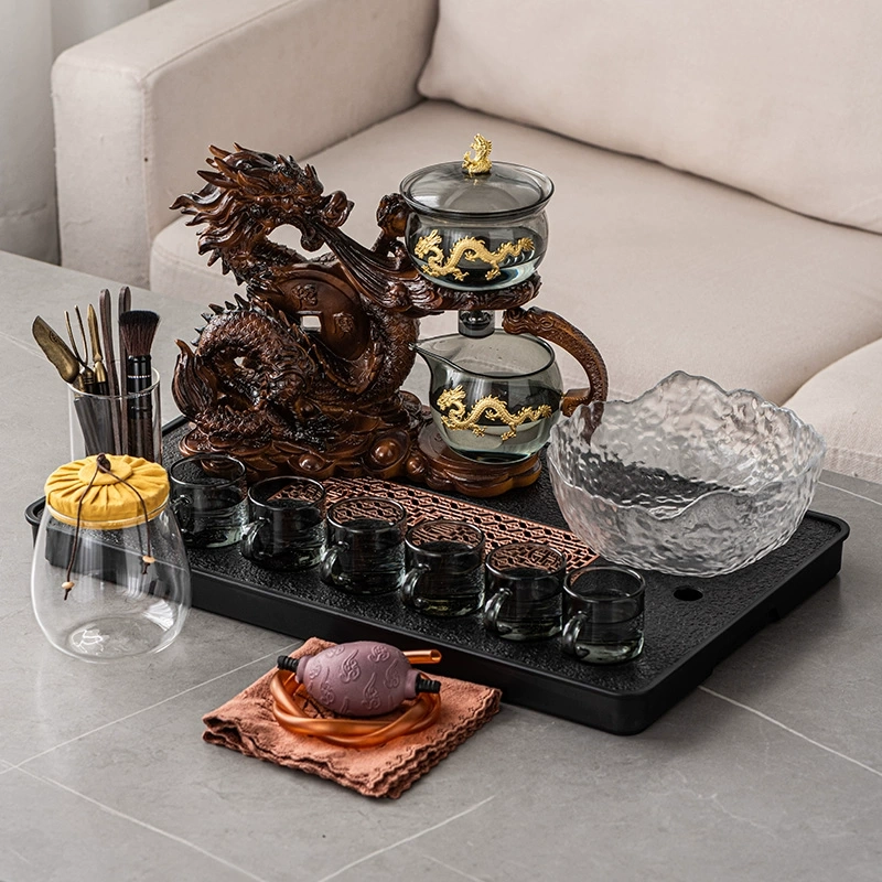 Year Of The Dragon Semi Glass Automatic Lazy Ware Tea Set Gold Dragon Antique Design Year Of The Dragon Semi Glass Automatic Lazy Ware Tea Set Gold Dragon Antique Design