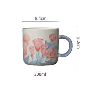 Antique Japanese Pink Hand Painted Rose Of England Garden Of Splendor Ceramic Mug For Sale