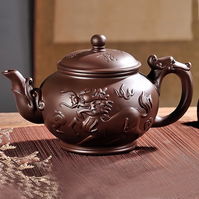 Brown Yixing Clay The Spirit Of The Dragon And Horse Teapot With Strainer In Dragon Spout Brown Yixing Clay The Spirit Of The Dragon And Horse Teapot With Strainer In Dragon Spout