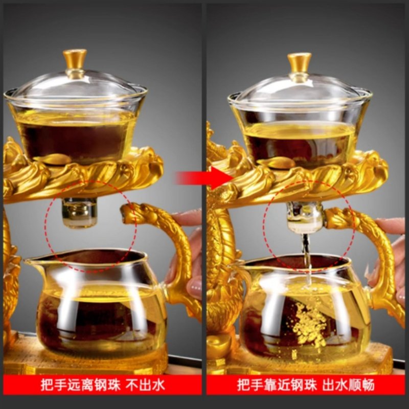 Gold Dragon Glass Teapot With Stainless Steel Infuser Gold Dragon Glass Teapot With Stainless Steel Infuser
