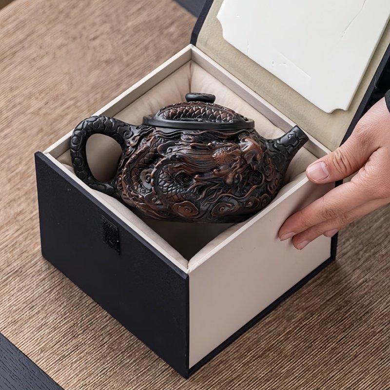 Antique Chinese Yixing Purple Clay Ceramic Year Of The Dragon Teapot Relief Dragon Figurine Antique Chinese Yixing Purple Clay Ceramic Year Of The Dragon Teapot Relief Dragon Figurine