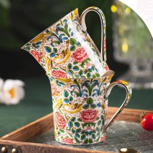 Creative Vintage Royal Rose Of England Seasonal Blooms Ceramic Mug With Gilding Handle