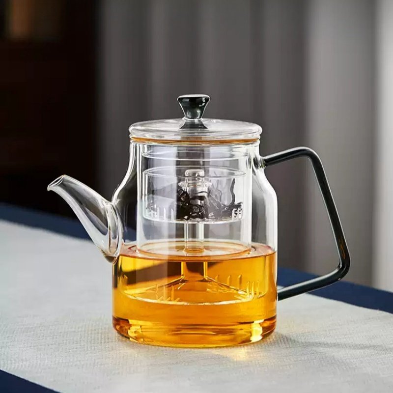 25 Fl Oz High Borosilicate Transparent Clear Glass Teapot With Grey Handle And Glass Infuser 25 Fl Oz High Borosilicate Transparent Clear Glass Teapot With Grey Handle And Glass Infuser