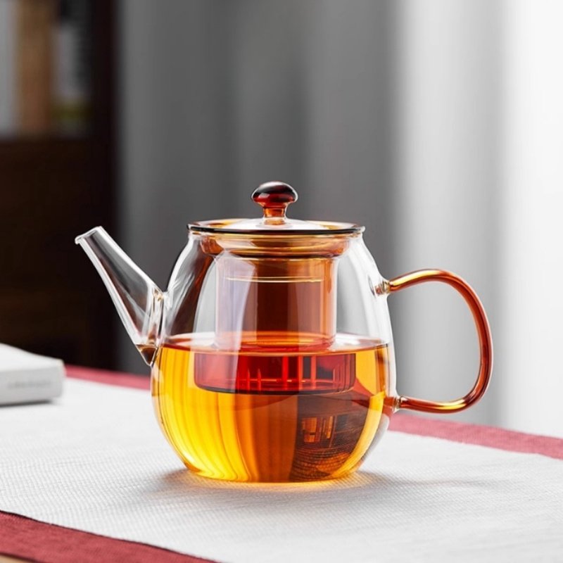 26.7 Fl Oz Grey And Amber Heat Resistant Glass Infuser Teapots For Sale 26.7 Fl Oz Grey And Amber Heat Resistant Glass Infuser Teapots For Sale