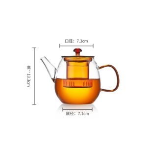 26.7 Fl Oz Grey And Amber Heat Resistant Glass Infuser Teapots For Sale