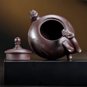 Chinese Yixing Purple Clay Vintage Year Of The Dragon Teapot With Dragon Shaped Lifting Beam Handle