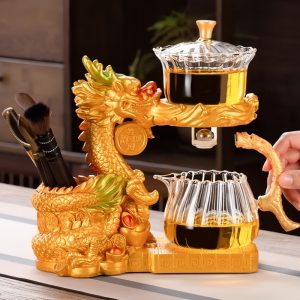 Antique Golden Semi-automatic Lazy Tea Set Ware