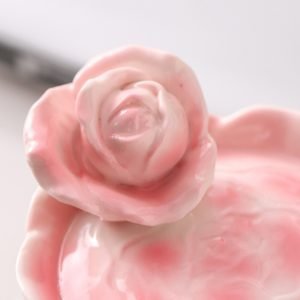 Creative Japanese Paragon Enamel Color Handmade Pink Rose England Tea Cup Mugs With Rose Plant Lid