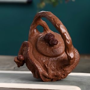 Vintage Yixing Dragon's Blood Sand Clay Japanese Dragon Shaped Gongfu Teapot With Lifting Beam Handle