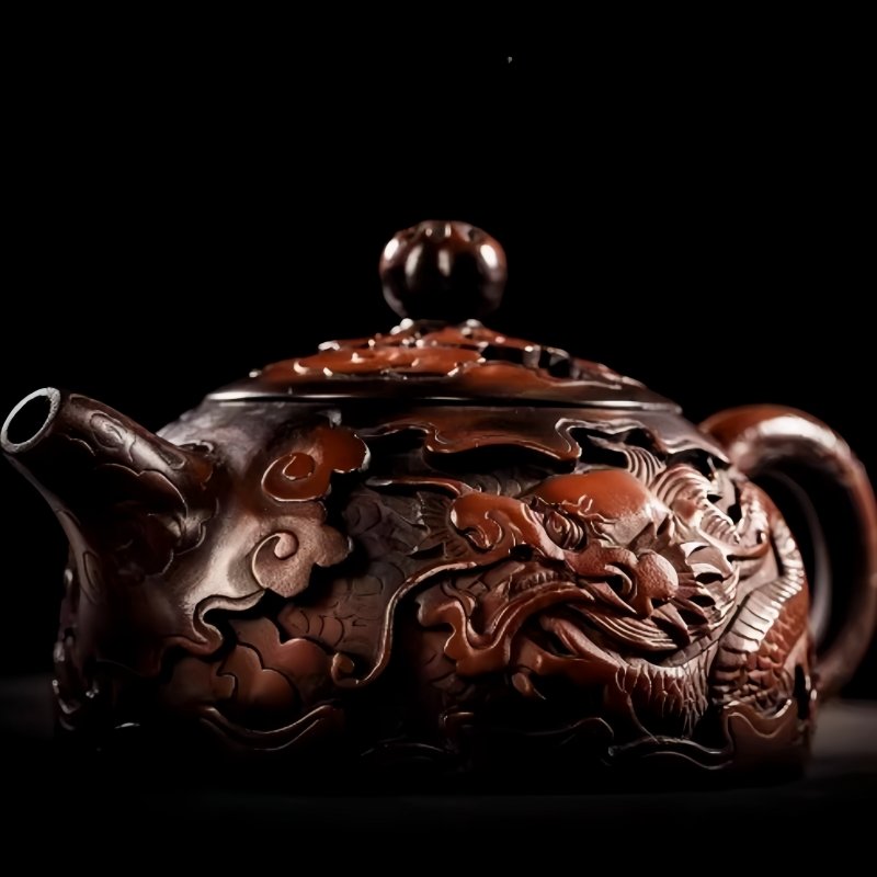 Antique Chinese Yixing Purple Pottery Clay Year Of The Dragon Teapot With Relief Auspicious Dragon Figurine Antique Chinese Yixing Purple Pottery Clay Year Of The Dragon Teapot With Relief Auspicious Dragon Figurine