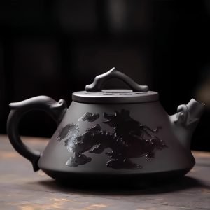 Yixing Purple Clay Antique Chinese Year Of The Dragon Stone Gourd Teapot Color Changing Dragon Pattern