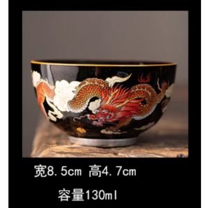 Handmade Antique Chinese Silver Dragon And Phoenix Pattern Ceramic Gongfu Tea Cup