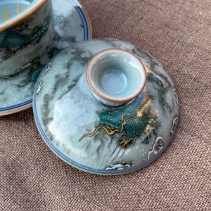 Vintage Chinese Doucai Porcelain Tea Set Green Design