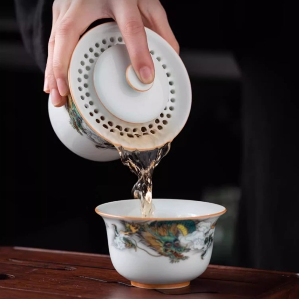 Ceramic Antique Green Dragon Theme Travel Tea Kit Set With Portable Bag Ceramic Antique Green Dragon Theme Travel Tea Kit Set With Portable Bag