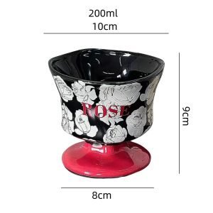 Vintage Paragon English Old Country Black Ceramic White Rose Goblet Mug For Sale