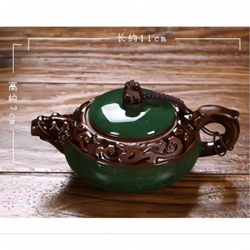 Dark Green Ice Crackle Glaze Year Of The Dragon Chinese Teapot With Dragon Spout Gongfu Tea Ceremony Teapot Dark Green Ice Crackle Glaze Year Of The Dragon Chinese Teapot With Dragon Spout Gongfu Tea Ceremony Teapot