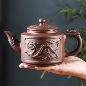 Handmade Antique Chinese Purple Clay Large Capacity Teapot  With Stainless Steel Infuser