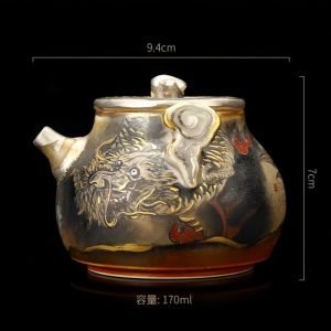 Chinese Traditional Kiln Change Hand Painted Black Dragon Pattern Ceramic Ware Teapot