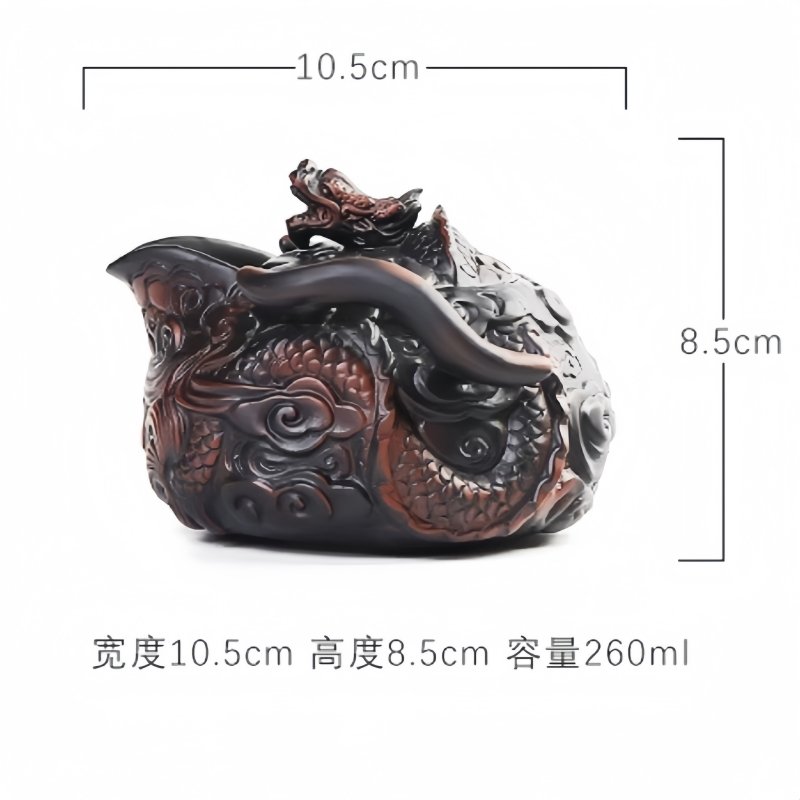 Purple Pottery Vintage Clutch Gongfu Tea Ceremony Teapot Set Relief Chinese Red Dragon Purple Pottery Vintage Clutch Gongfu Tea Ceremony Teapot Set Relief Chinese Red Dragon