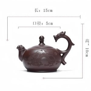 Chinese Yixing Purple Clay Vintage Year Of The Dragon Teapot With Dragon Shaped Lifting Beam Handle