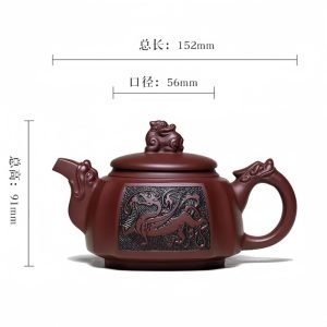Vintage Chinese Handmade Yixing Purple Clay Red Dragon Spout And Handle Large Capacity Teapot