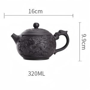 Chinese Large Capacity Purple Clay Auspicious Dragon And Floating Clouds Pattern Teapot