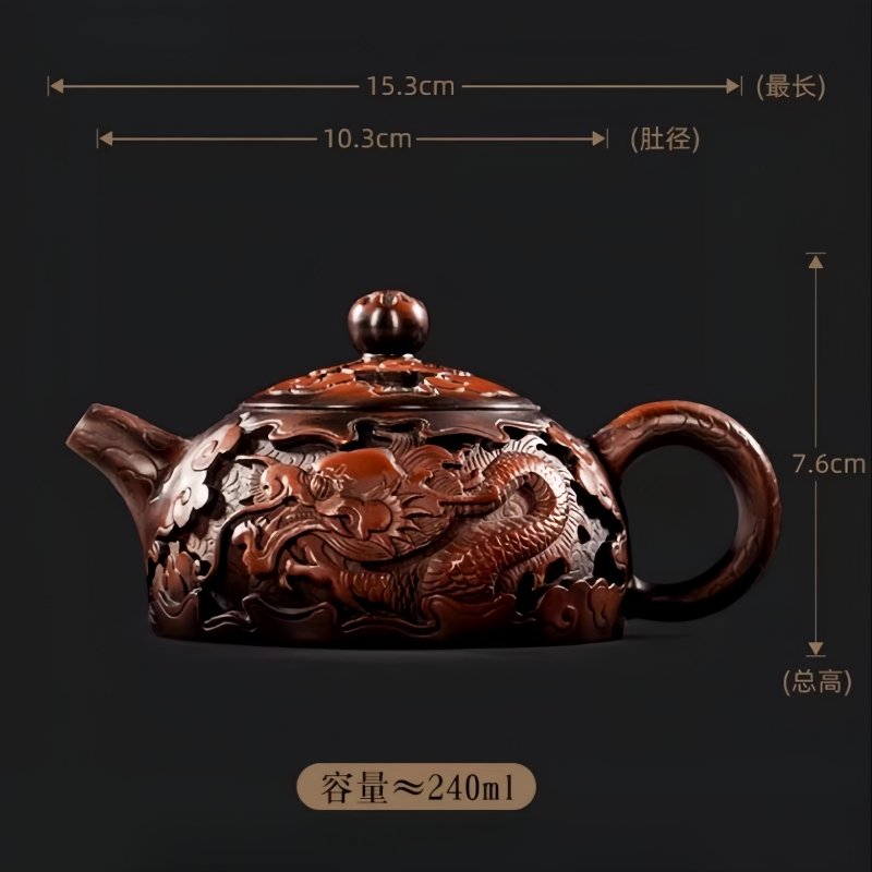 Antique Chinese Yixing Purple Pottery Clay Year Of The Dragon Teapot With Relief Auspicious Dragon Figurine Antique Chinese Yixing Purple Pottery Clay Year Of The Dragon Teapot With Relief Auspicious Dragon Figurine