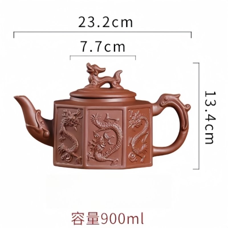 Chinese Large Capacity Black And Brown Yixing Clay Eight Sides Dragon Gongfu Teapot Chinese Large Capacity Black And Brown Yixing Clay Eight Sides Dragon Gongfu Teapot
