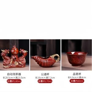 Vintage Japanese Ceramic Gilding Red Double Dragon Tea Set