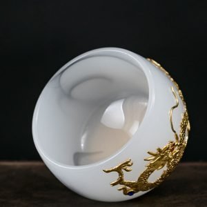 Chinese Handmade Colored Glaze Gold Dragon Family Name Master Cup