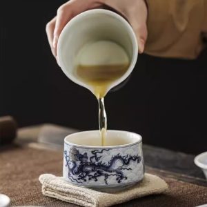 Year Of The Dragon Tea Set With Blue And White Porcelain Dragons Pattern