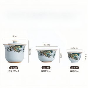 Ceramic Antique Green Dragon Theme Travel Tea Kit Set With Portable Bag