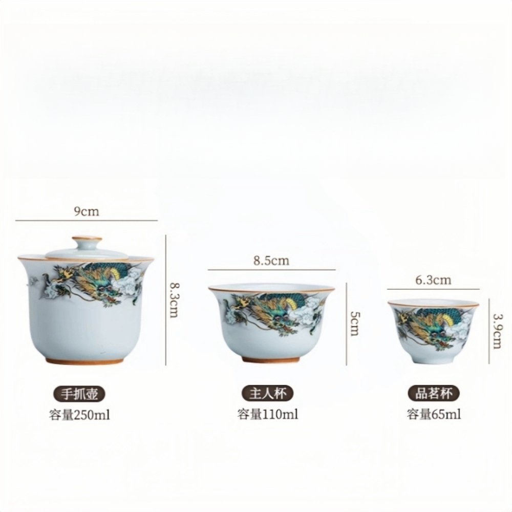 Ceramic Antique Green Dragon Theme Travel Tea Kit Set With Portable Bag Ceramic Antique Green Dragon Theme Travel Tea Kit Set With Portable Bag
