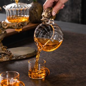 Chinese Year Of The Dragong Lazy Semi-automatic Tea Cup Set Antique Brown  Design