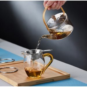 9.5 Fl Oz Small Auspicious Clouds Heat Resistant Glass Teapot With Stainless Steel Strainer In Spout