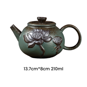 Best Lotus Theme Old Rock Clay Handmade Antique Japanese Tea Kettle