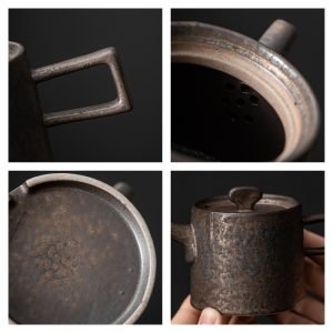 Best Rust Iron Glaze Traditional Antique Japanese Ceramic Tea Pot Set For Sale