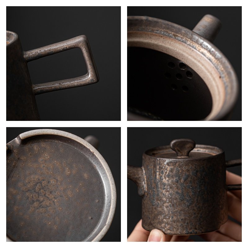 Best Rust Iron Glaze Traditional Antique Japanese Ceramic Tea Pot Set For Sale Best Rust Iron Glaze Traditional Antique Japanese Ceramic Tea Pot Set For Sale