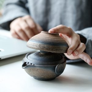 Best Small Rough Pottery Antique Portable Japanese Traditional Teapot Set For Sale