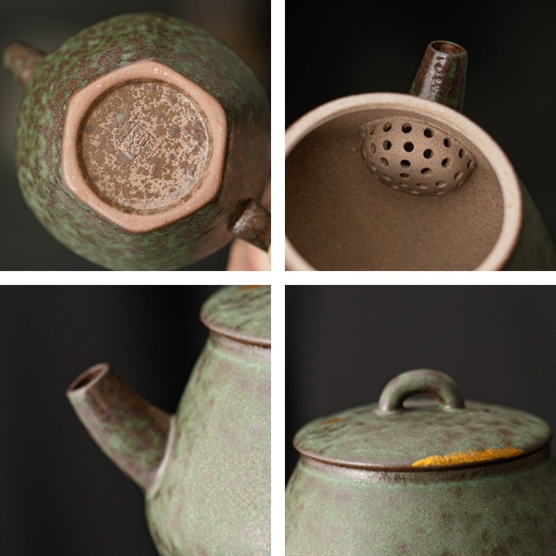Blue And Green Traditional Handmade Old Rock Clay Antique Japanese Teapots Blue And Green Traditional Handmade Old Rock Clay Antique Japanese Teapots