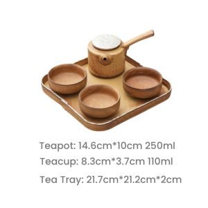 Brown And White Rough Pottery Antique Japanese Style Tea Kettle Sets