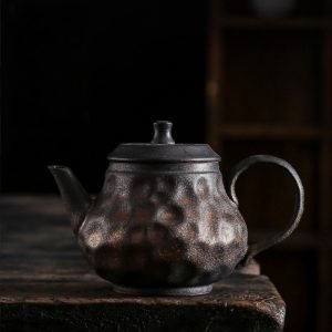Rust Iron Glaze Brown And Green Old Rock Clay Japanese Teapots Set