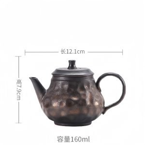 Rust Iron Glaze Brown And Green Old Rock Clay Japanese Teapots Set