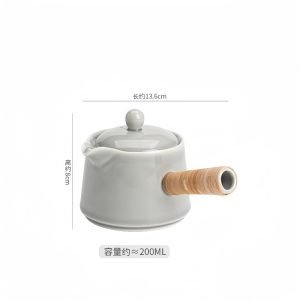 Small Best Vintage Ice Ash Glaze Japanese Tea Kettle With Weave Side Handle