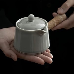 Small Best Vintage Ice Ash Glaze Japanese Tea Kettle With Weave Side Handle