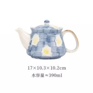 Small Blue Hand Painted Flower Pattern Ceramic Japanese Style Teapot For Sale