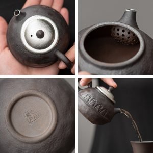 Small Hand Carved Buddha Old Rock Clay Japanese Traditional Teapot Antique