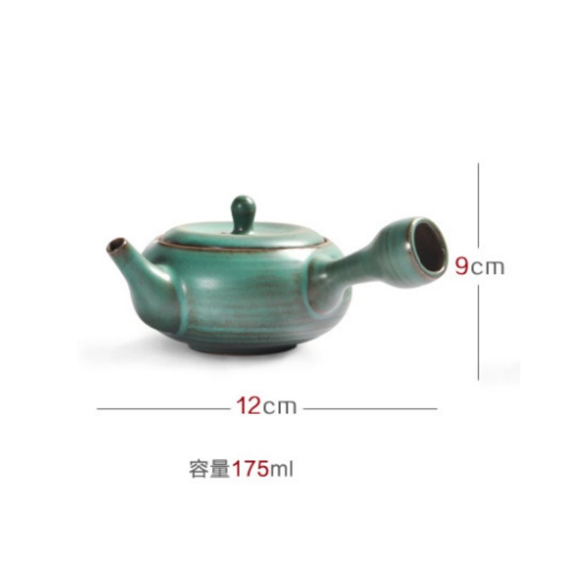 Small Handmade Green Ceramic Zen Side Handle Japanese Traditional Teapot Kyusu Antique Small Handmade Green Ceramic Zen Side Handle Japanese Traditional Teapot Kyusu Antique