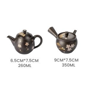 Traditional Hand Painted Vintage Plum Theme Ceramic Japanese Kyusu Teapots